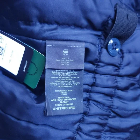 G Star RAW Women Arc Pilot 3D Padded Jacket Dark Wash Denim XS Small NWT $210 - Picture 12 of 14